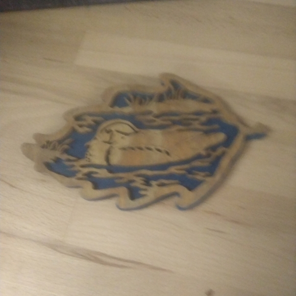 Vintage Etched Wood Cut Out Wooden Mallard Duck Trivet Man Cave Cabin Hunting - Picture 1 of 1